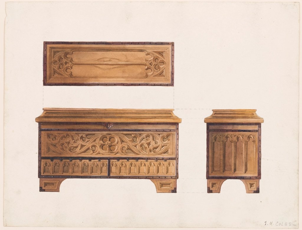 Design carved wood chest, Izabel